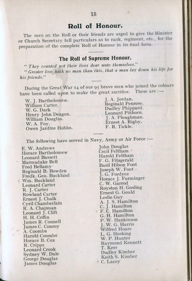 Roll of Honour 1